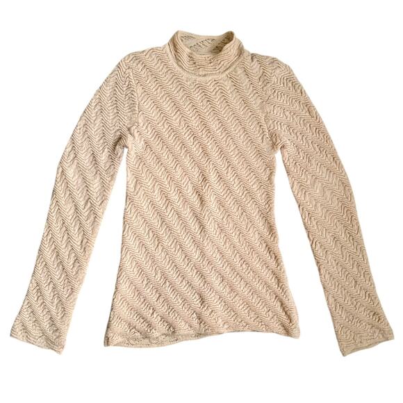 Sundance Verve Wool Blend Mock Neck Knit Sweater Light Tan Size M - Picture 2 of 5